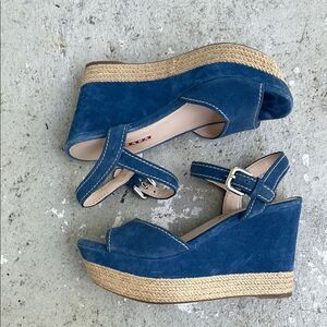 Prada suede and rope wedges